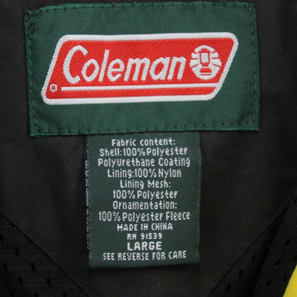 Coleman Jacket Mens Large L Black/Yellow Rain Hooded Outdoor Camping Polyester - Picture 6 of 9